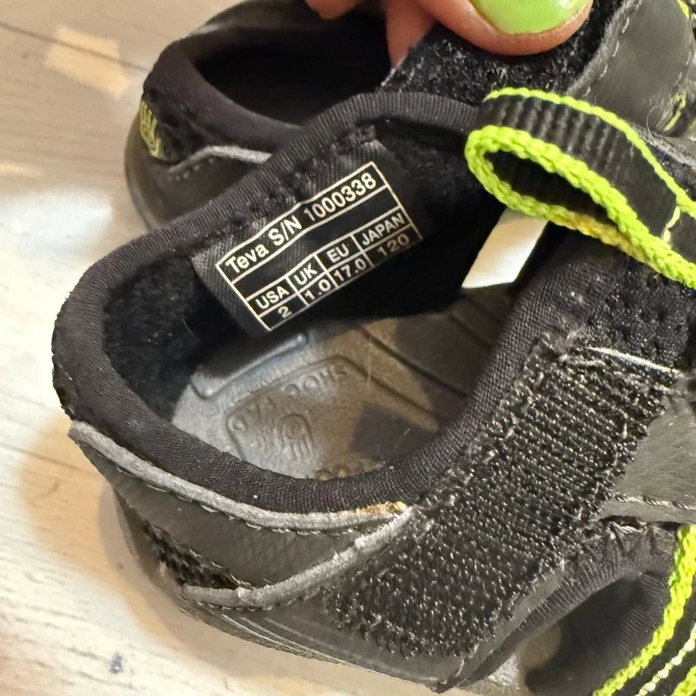 Teva baby toddler water sport sandals black‎ green size 2